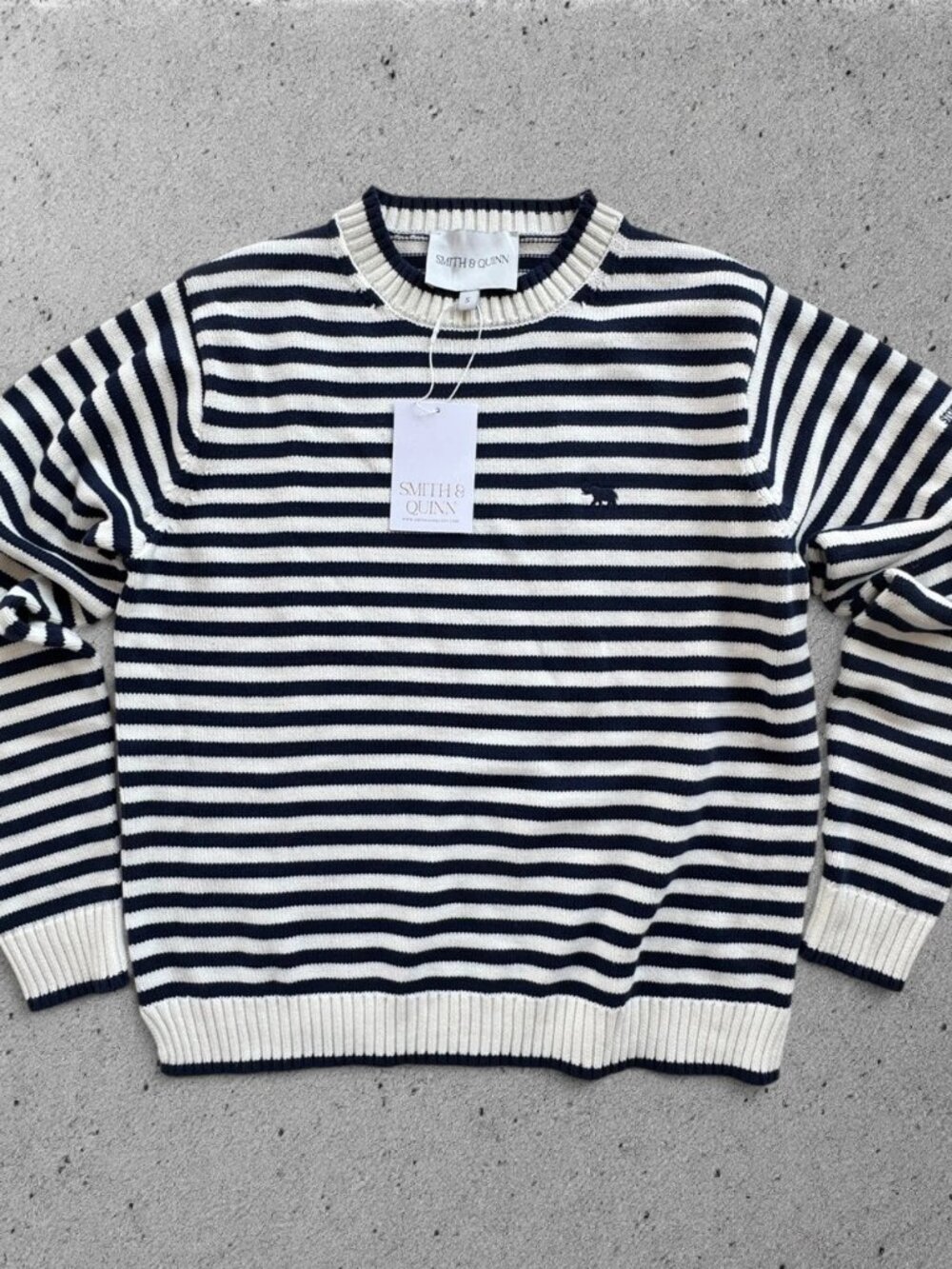 Smith & Quinn Navy Cream Striped Cotton Sweater NWT -  Size S